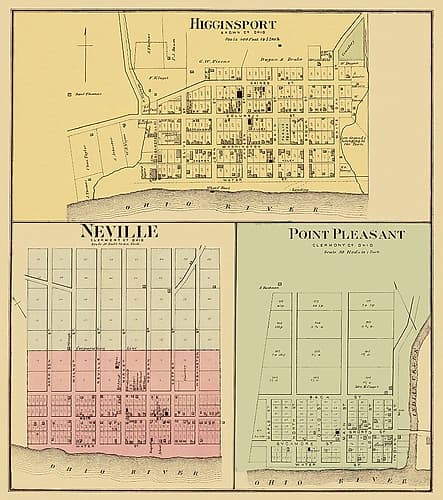 Higginsport Neville Point Pleasant Ohio Landowner Vintage Print