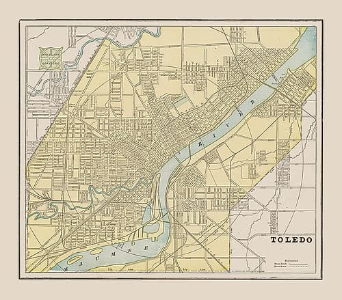 Toledo  Ohio  - Cram 1892 Vintage Print