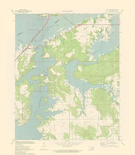Longtown Oklahoma Quad - USGS 1971 Vintage Print