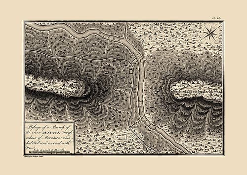 Juniata River Branch, Pennsylvania - Collot 1796 Vintage Print