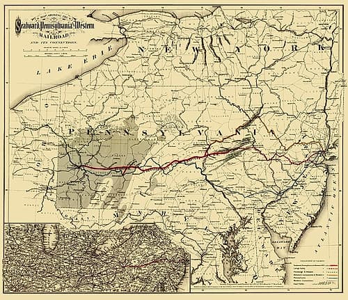 Seaboard, Pennsylvania and Western Railroad  1884 Vintage Print