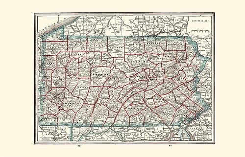 Pennsylvania - Rathbun 1893 Vintage Print