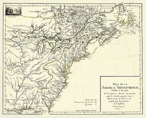 America Septentrional Divided Two Parts - Cruz Vintage Print