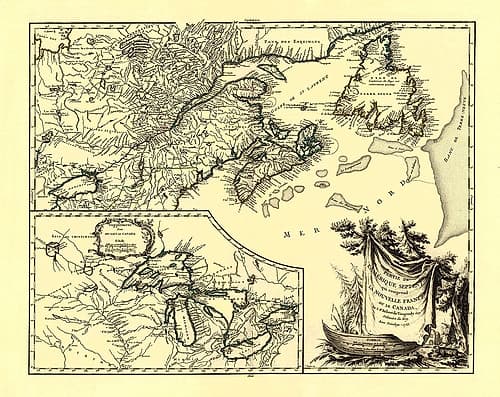 United States Canada - Vaugondy 1755 Vintage Print