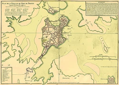 City Plan Port of Boston - Bellin 1735 Vintage Print