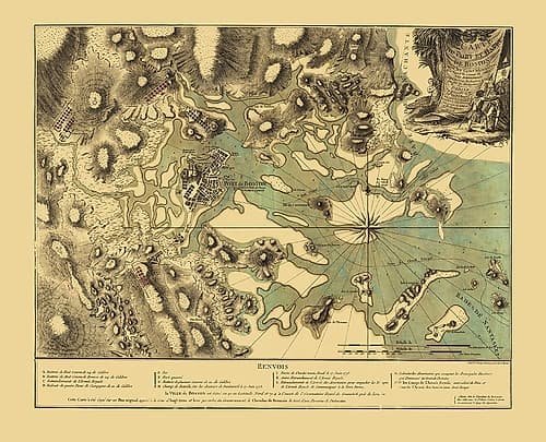 Boston Harbor Massachusetts - Beaurain 1776 Vintage Print