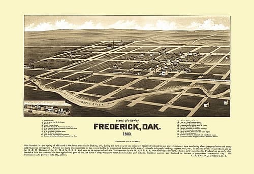 Frederick South Dakota - Campau 1883 Vintage Print