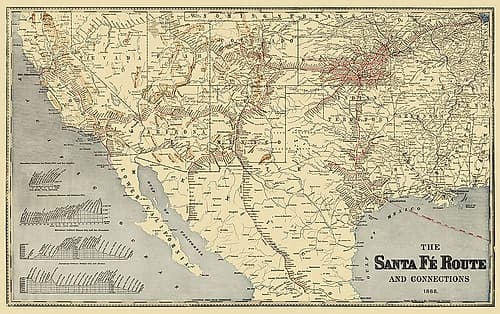 Santa Fe Route and Connections 1888 Vintage Print