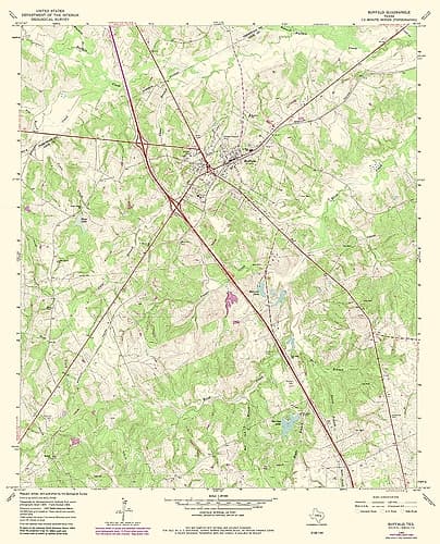 Buffalo Texas Quad - USGS 1965 Vintage Print
