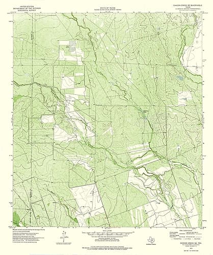 Chacon Creek SE Texas Quad - USGS 1974 Vintage Print