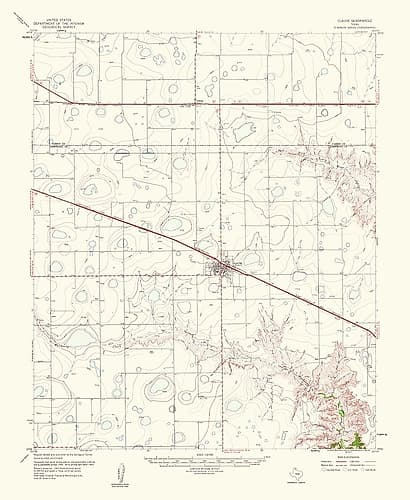 Claude Texas Quad - USGS 1961 Vintage Print