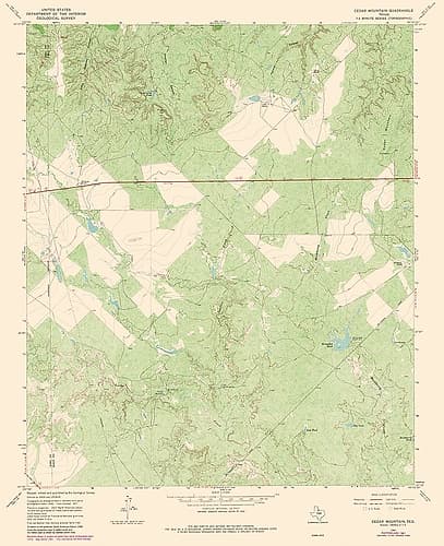 Cedar Mountain Texas Quad - USGS 1981 Vintage Print