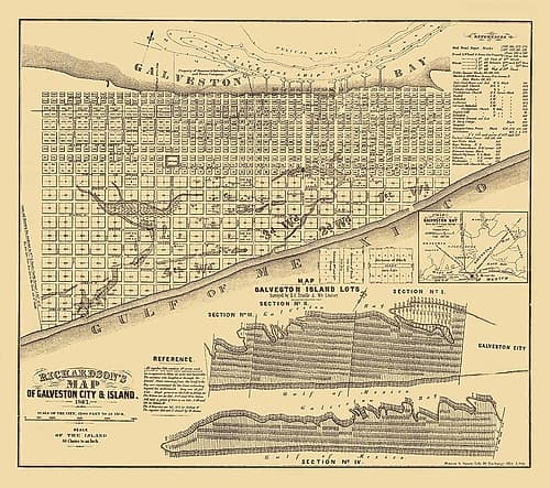 Galveston Texas - Trimble 1867 Vintage Print