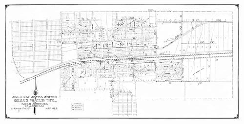 Grand Prairie Texas Sewer System - Koch 1923 Vintage Print