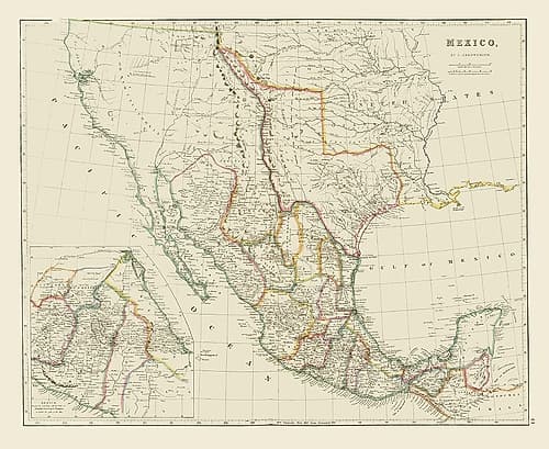 Early Texas - Mexico - Arrowsmith 1844 Vintage Print