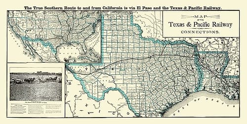 Texas and Pacific Railway with Connections 1903 Vintage Print