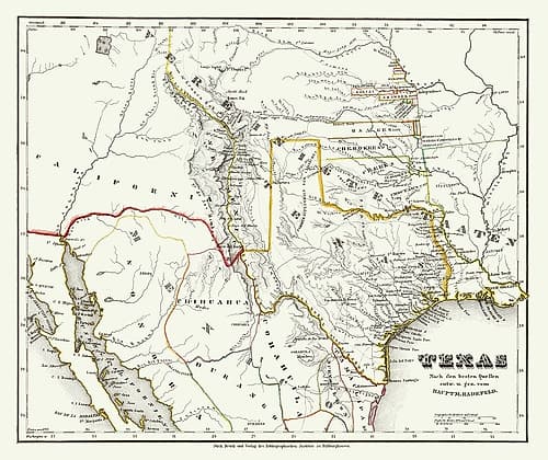 Texas and Surrounding Territories - Radefeld 1846 Vintage Print