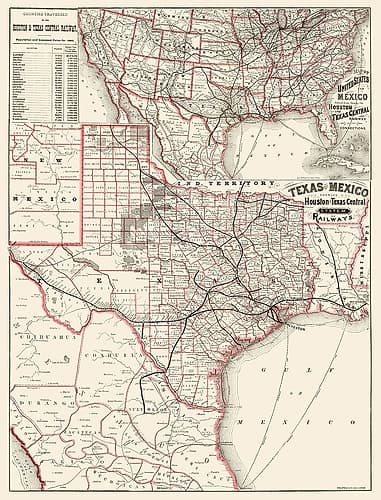 Houston and Texas Central Railways 1880 Vintage Print