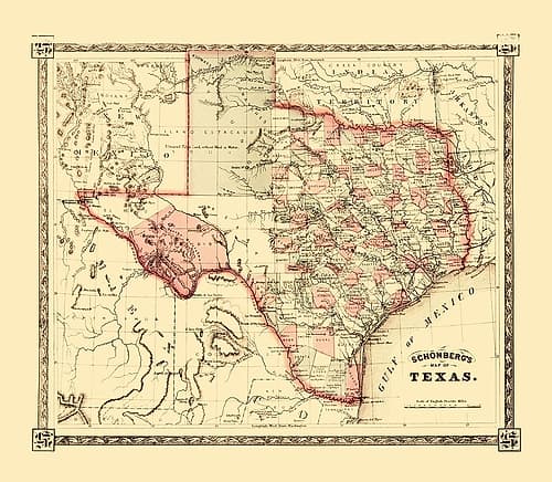 Texas - Schonberg 1867 Vintage Print