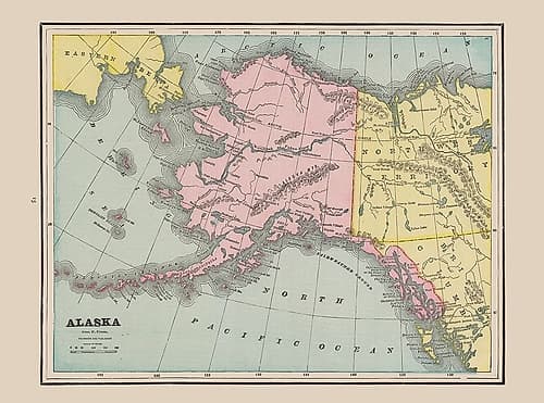 Alaska - Cram 1892 Vintage Print