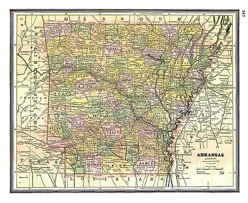 Arkansas - Johnson 1888 Vintage Print