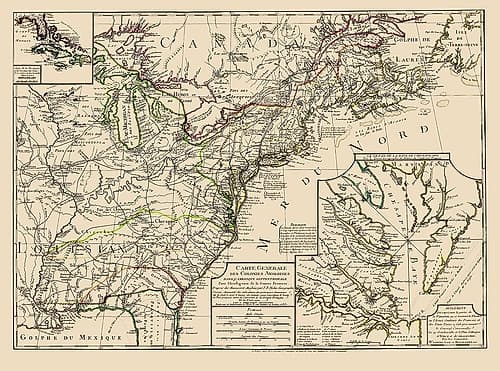 US East of Mississippi River - Phelippeaux 1783 Vintage Print