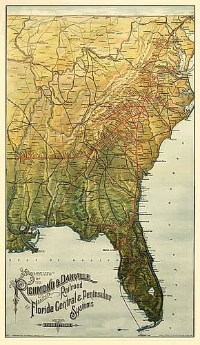 Richmond and Danville Railroad 1893 Vintage Print