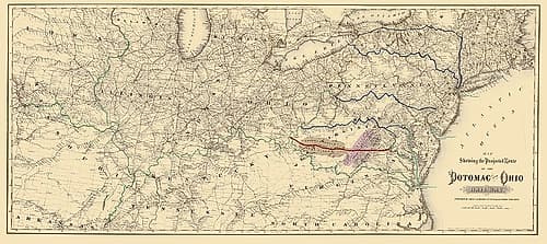 Potomac and Ohio Railway Projected Route 1874 Vintage Print