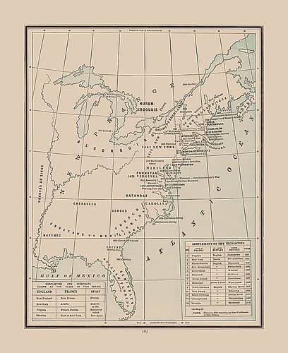 Colonial Indian Nations - Cram 1892 Vintage Print