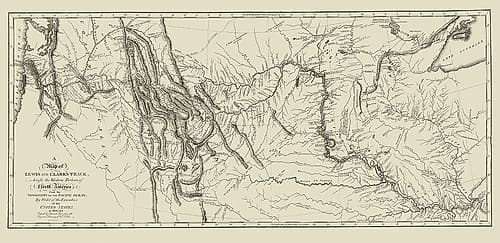 Lewis and Clark Track Across North America Vintage Print
