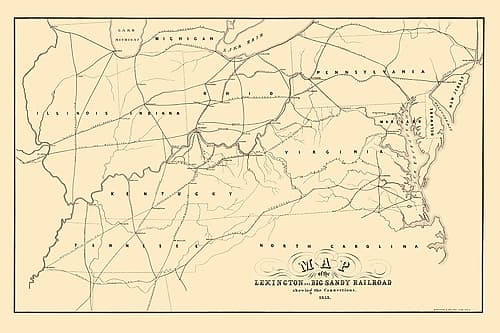 Lexington and Big Sandy Railroad - Middleton 1853 Vintage Print
