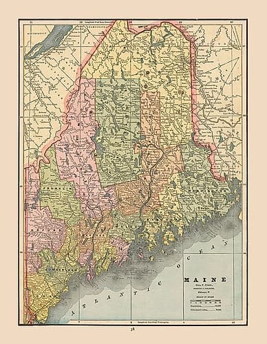 Maine - Cram 1888 Vintage Print