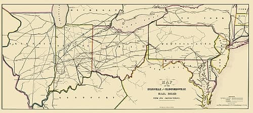 Evansville and Crawfordsville Railroad 1850 Vintage Print