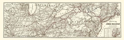 Erie Railway with Connections - Colton 1869 Vintage Print