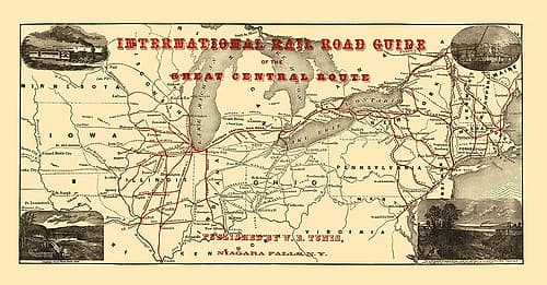 International Rail Guide, Great Central Route 1855 Vintage Print