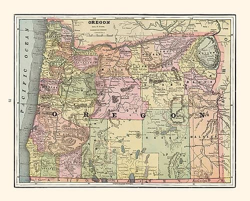 Oregon - Cram 1892 Vintage Print