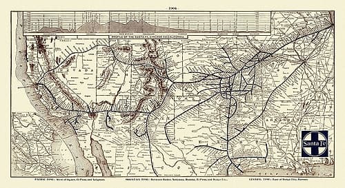 Santa Fe Railroad, Chicago to California 1904 Vintage Print