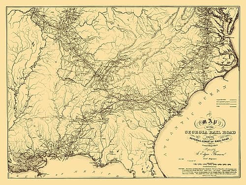 Georgia Railroad - Thompson 1839 Vintage Print