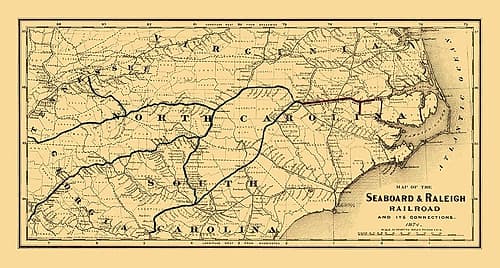 Seaboard and Raleigh Railroad - Colton 1874 Vintage Print