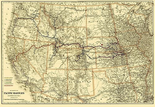 Pacific Railways - Colton 1887 Vintage Print