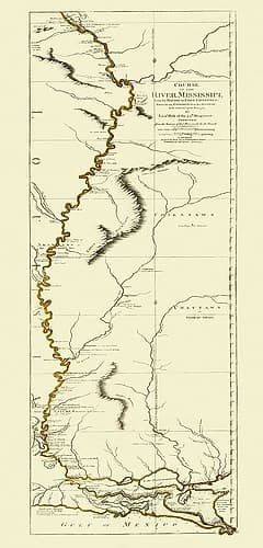 Mississippi River, Louisiana - 1775 Vintage Print