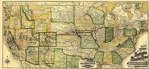 Burlington and Missouri River Railroad 1882 Vintage Print