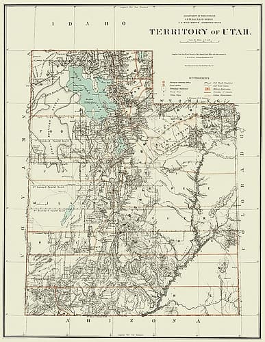 Utah Territory - Dept of Interior 1879 Vintage Print