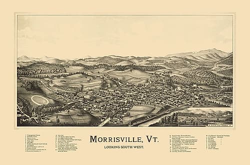Morrisville Vermont - Norris 1889 Vintage Print