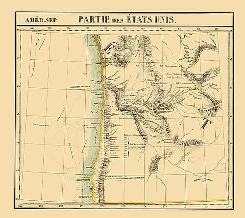 Washington, Oregon Coast - Vandermaelen 1825 Vintage Print