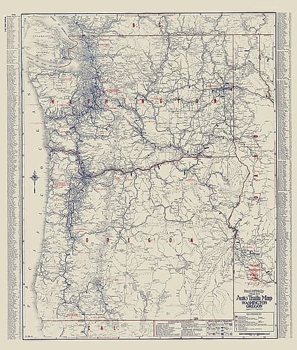 Washington, Oregon - Rand McNally 1925 Vintage Print