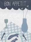 Bon Appetit Blue Art Print by Britney Turner
