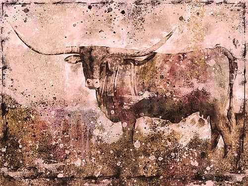 Long Horn ocher tint Art Print by Marta Wiley