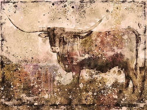 Long Horn Sepia Art Print