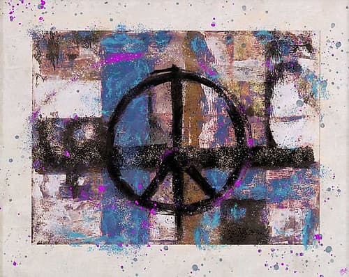 PEACE Blue Art Print by Marta Wiley